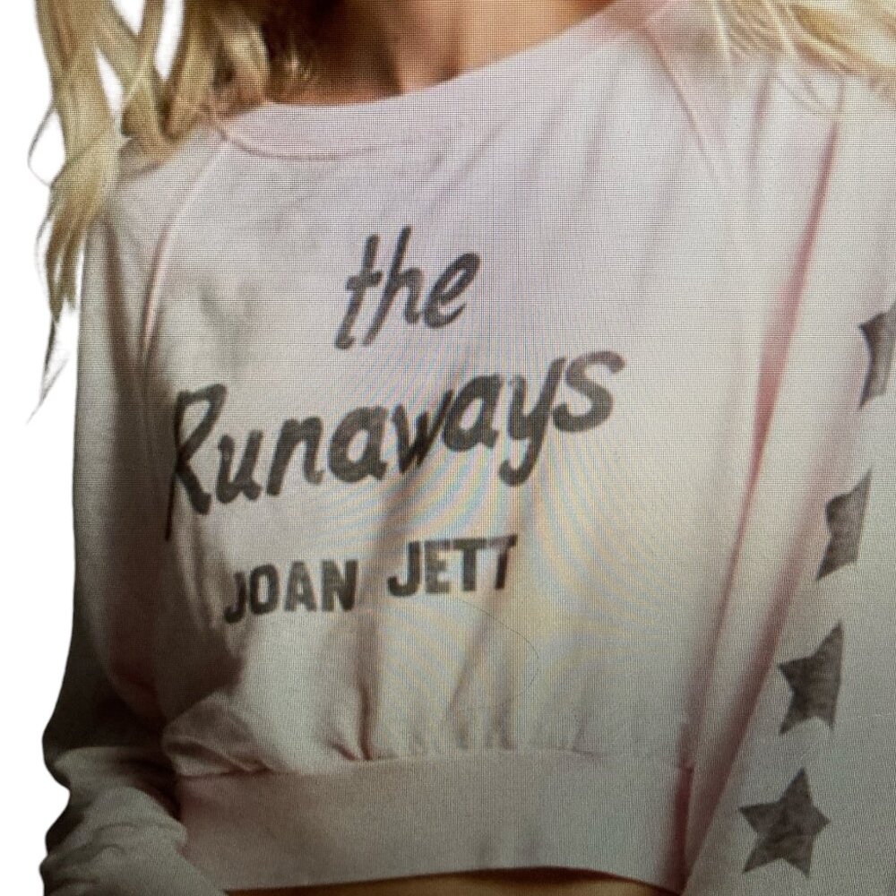 Recycled Karma Joan Jett Size S Pink Cropped Sweatshirt